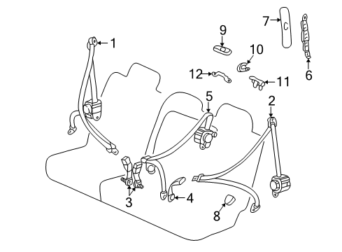 1999 Toyota Land Cruiser Seat Belt - Body Diagram 2 - Thumbnail