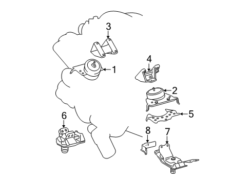 2007 Toyota Tundra Rear Mount Diagram for 12371-0F070