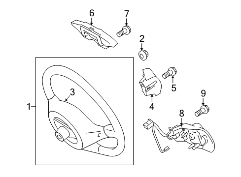 2014 Scion iQ Steering Wheel & Trim Diagram