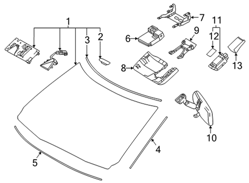 2025 Toyota Tundra Glass - Windshield Diagram