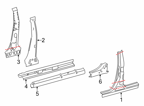 2013 Toyota Avalon Center Pillar & Rocker Diagram