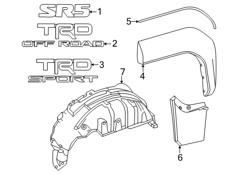 2025 Toyota 4Runner Exterior Trim - Quarter Panel Diagram