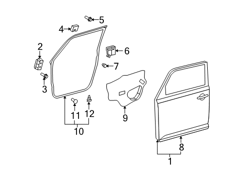 2013 Scion xB Door & Components Diagram