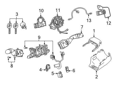 2024 Toyota RAV4 Prime Shroud, Switches & Levers Diagram