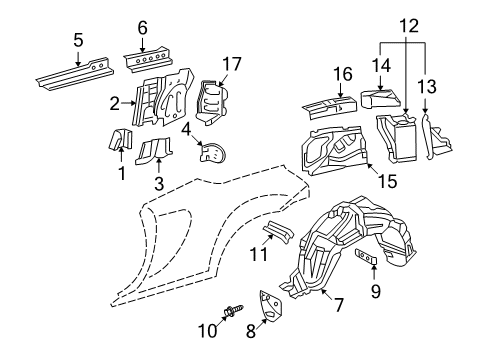2005 Toyota MR2 Spyder Protector, Rear Diagram for 58747-17020