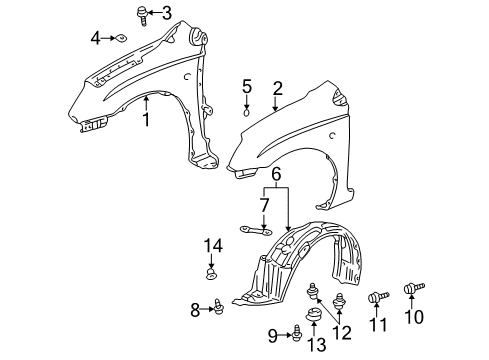 2002 Toyota Prius Fender & Components Diagram