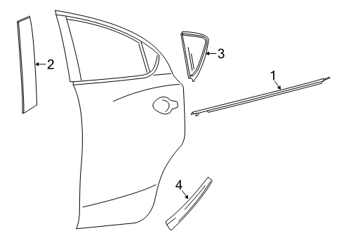 2019 Toyota Yaris Exterior Trim - Rear Door Diagram