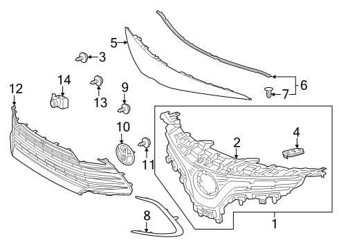 2021 Toyota Camry Grille & Components Diagram 7 - Thumbnail