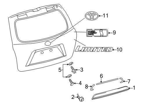 2012 Toyota Highlander Nameplate, Rear Diagram for 75445-48090