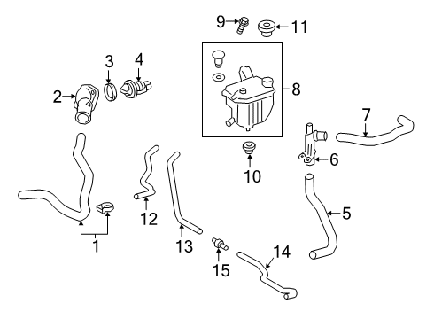 2020 Toyota Corolla Upper Hose, Passenger Side Diagram for 16572-0T250