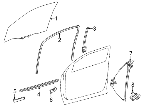 2025 Toyota Tacoma Glass - Front Door Diagram
