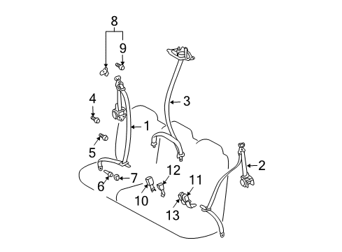2007 Toyota Sienna Seat Belt - Body Diagram 4 - Thumbnail