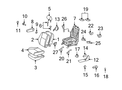 2007 Toyota FJ Cruiser Front Seat Components Diagram 2 - Thumbnail