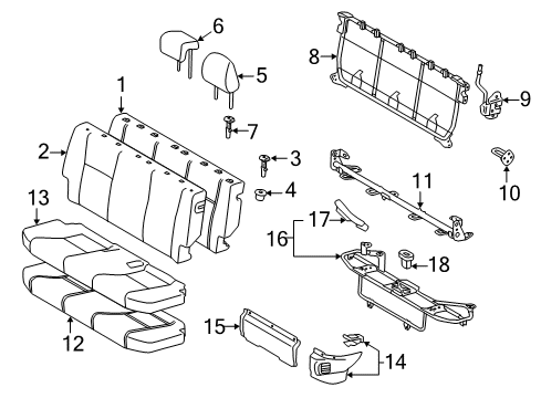 2012 Toyota Prius C Rear Seat Components Diagram