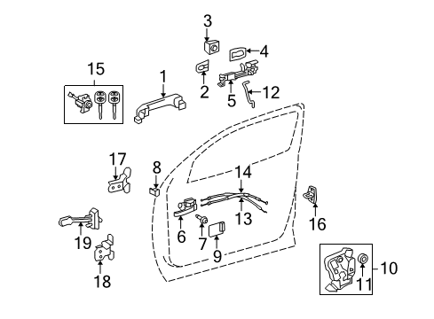 2013 Toyota Tundra Front Door - Lock & Hardware Diagram