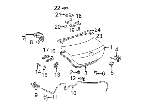 2005 Toyota Solara Trunk Lid & Components Diagram 2 - Thumbnail
