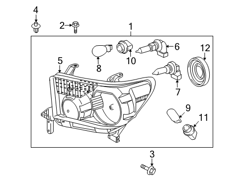 2010 Toyota Sequoia Headlamp Components Diagram