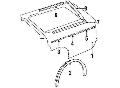 1986 Toyota Cressida Quarter Panel & Components Diagram 2 - Thumbnail