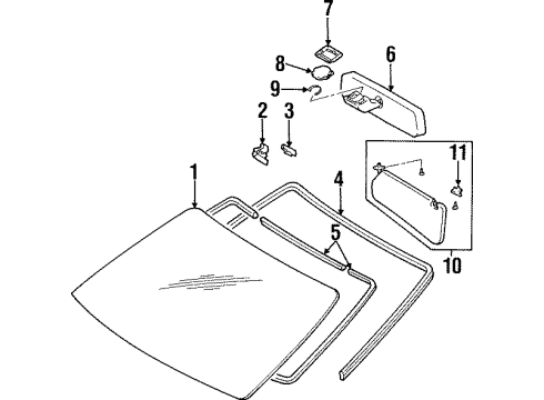 1998 Toyota Supra Glass - Windshield Diagram