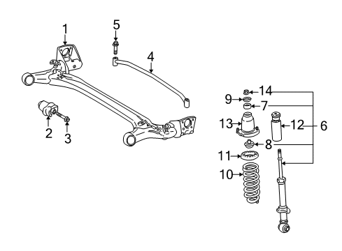 2006 Toyota Matrix Rear Suspension Components Diagram 2 - Thumbnail