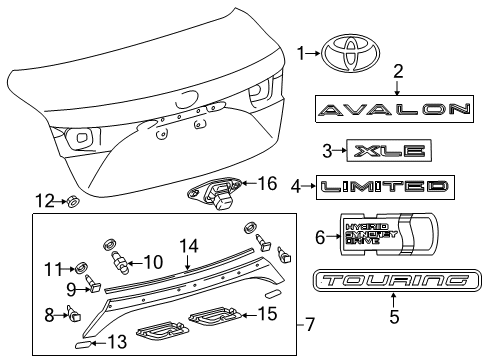 2017 Toyota Avalon Exterior Trim - Trunk Diagram