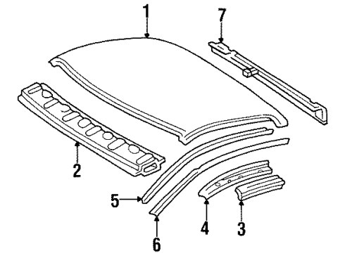 1994 Toyota T100 Roof & Components Diagram