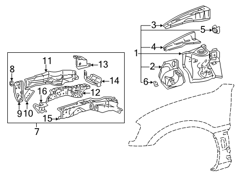 2000 Toyota RAV4 Structural Components & Rails Diagram