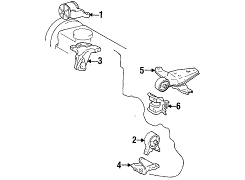 1998 Toyota Tercel Engine & Trans Mounting Diagram