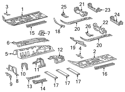 2019 Toyota C-HR Floor & Rails Diagram 2 - Thumbnail