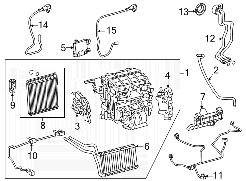 2024 Toyota Prius Prime A/C Evaporator & Heater Components Diagram