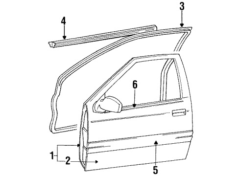 1991 Toyota Tercel Exterior Trim - Front Door Diagram 2 - Thumbnail