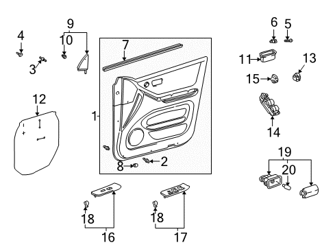 2004 Toyota Highlander Interior Trim - Front Door Diagram