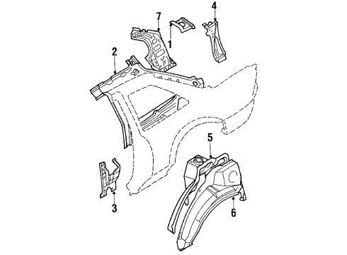 1990 Toyota Corolla Inner Components - Quarter Panel Diagram 4 - Thumbnail