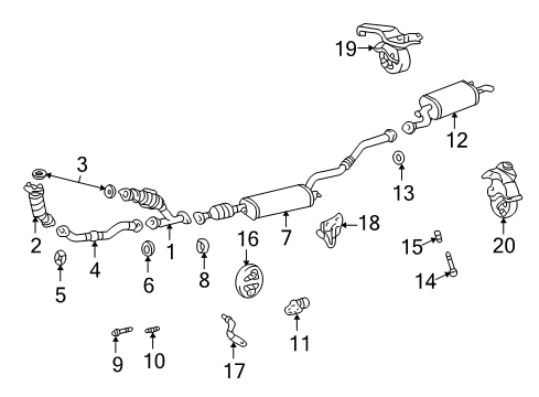 2002 Toyota Highlander Exhaust Components Diagram