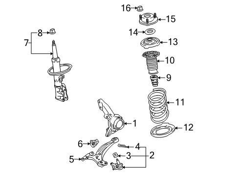 2008 Toyota Highlander Front Suspension Components Diagram 4 - Thumbnail