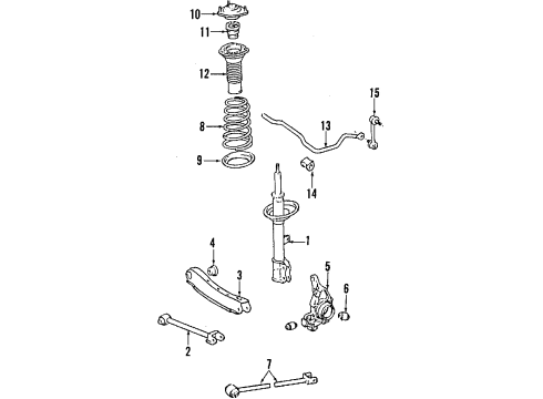 1990 Toyota Camry Rear Suspension Components Diagram 2 - Thumbnail