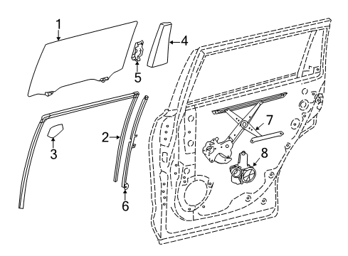 2014 Toyota Highlander Glass - Rear Door Diagram