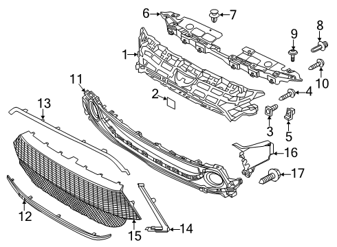 2019 Toyota Yaris Grille & Components Diagram