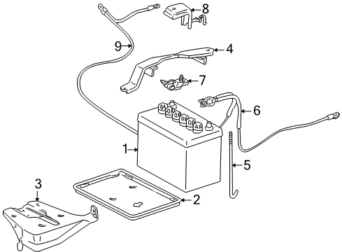 2000 Toyota Corolla Battery Holder Diagram for 74431-12080