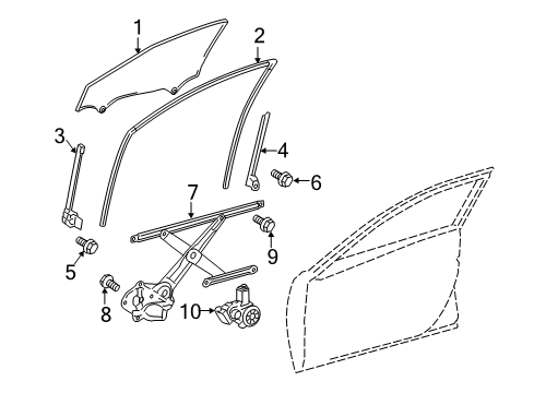 2010 Toyota Camry Glass - Front Door Diagram