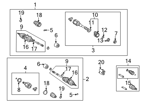 2005 Toyota Highlander Boot Kit, Front Drive Shaft Diagram for 04427-44021