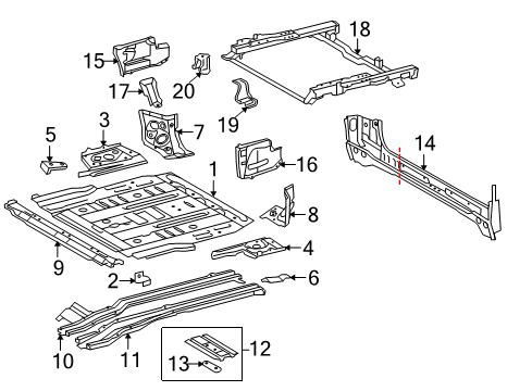 2024 Toyota 4Runner Rear Floor & Rails Diagram