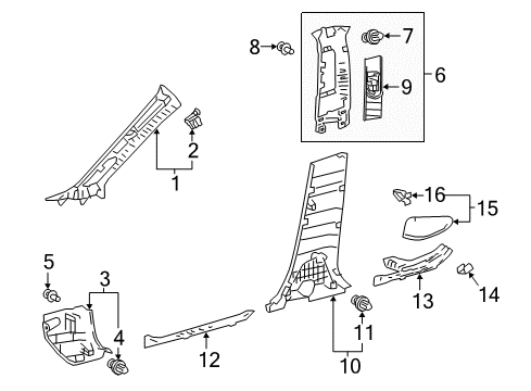 2022 Toyota C-HR Interior Trim - Pillars Diagram 2 - Thumbnail