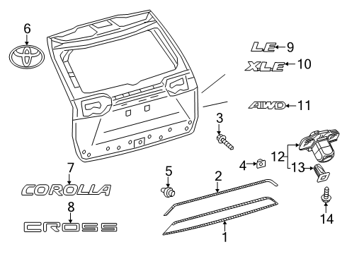 2024 Toyota Corolla Cross Exterior Trim - Lift Gate Diagram
