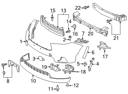 2016 Toyota Highlander Bumper & Components - Front Diagram