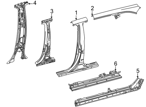 2025 Toyota Highlander Center Pillar & Rocker Diagram