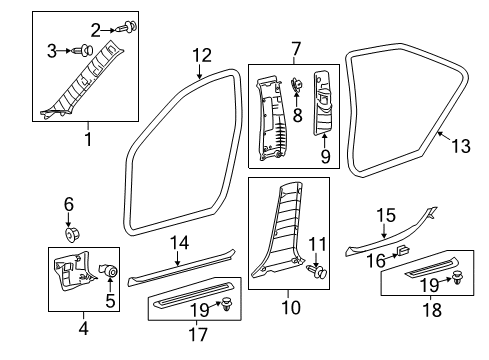 2016 Toyota Avalon Interior Trim - Pillars Diagram