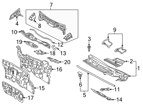 2012 Toyota Yaris Cowl Side Panel, Passenger Side Diagram for 55713-52130