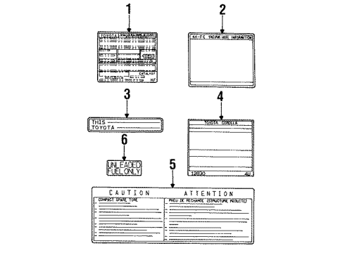1990 Toyota Corolla Information Labels Diagram