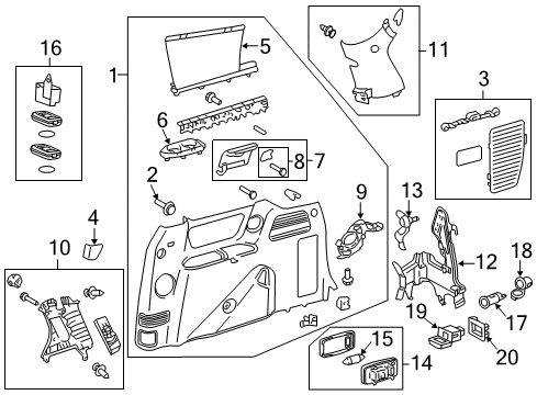 2011 Toyota Sienna Interior Trim - Side Panel Diagram